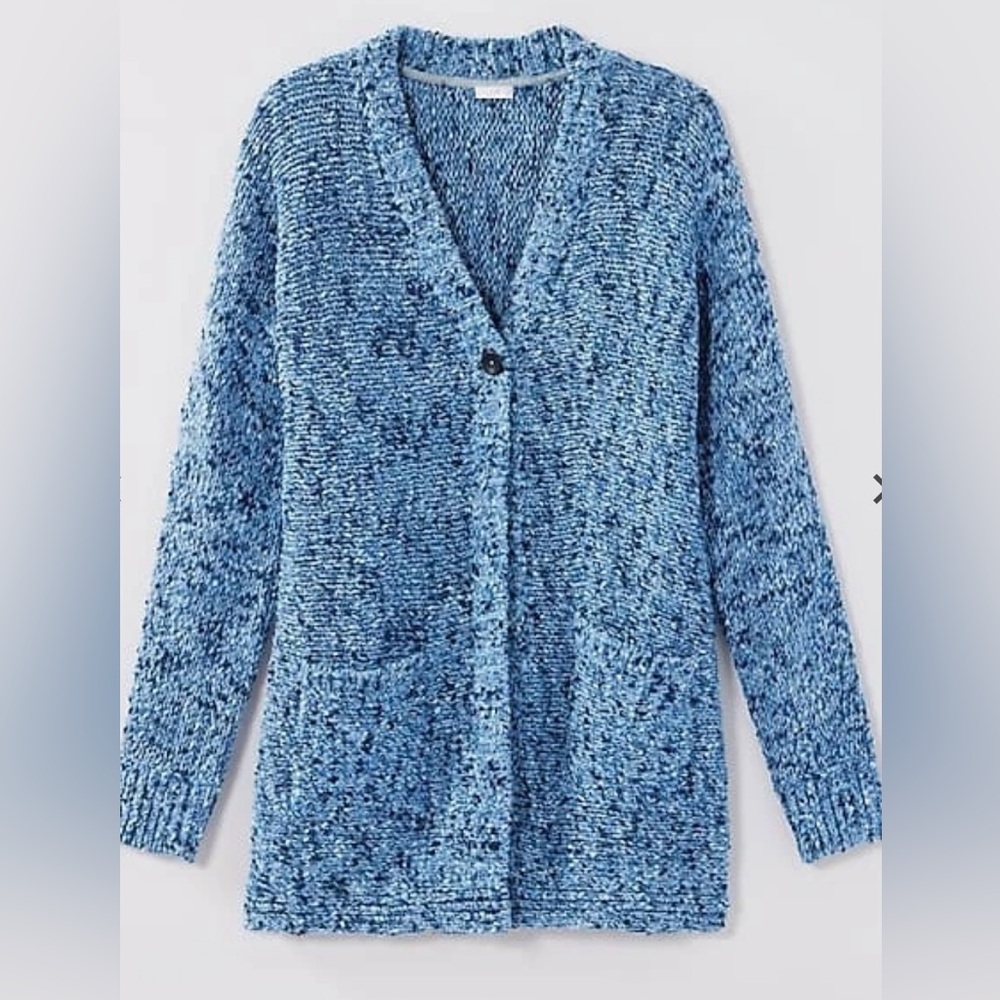 J. Jill Utopia Patch Pocket Cardigan Blue XL NEW